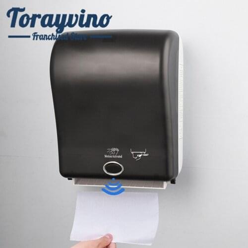 Torayvino Oversized Tissue Box Induction Black Pull-out Paper Toilet Paper Wall Mounted Plastic Bathroom Hardware