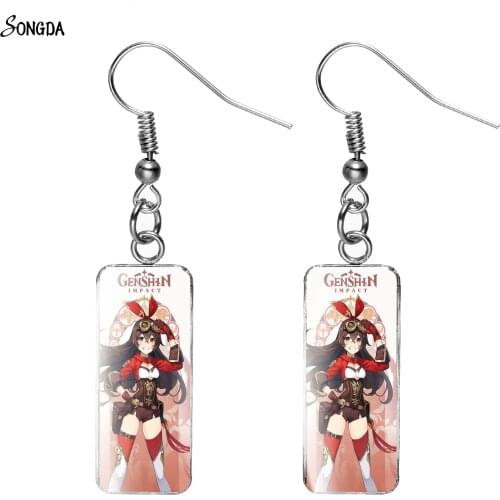 Genshin Impact Dangle Earring Zhongli Diluc Venti Paimon Keqing Klee Hung Tartaglia Mona French Hook Earrings Women Jewelry Gift