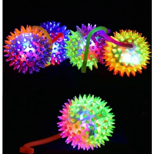 High Quality Flashing Light Up Colorful Toy Ball Novelty Sensory Dog Ball Squeak Toys Sound 6.5cm Halloween Christmas Xmas Gift