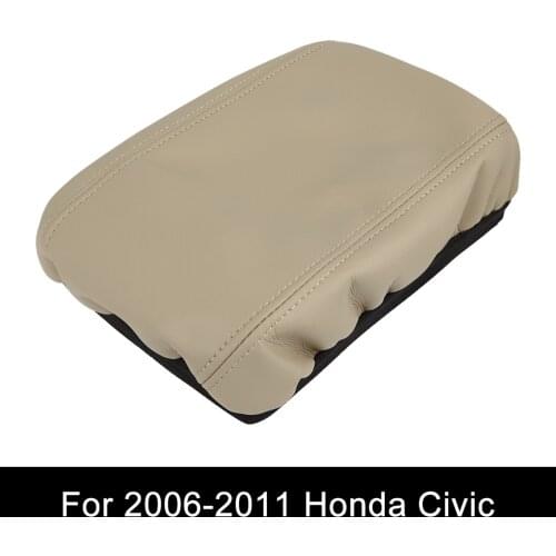 X Autohaux 27x15cm beige Microfiber Leather Center Console Lid Armrest Cover Skin Beige For Honda For Civic 2006-2011