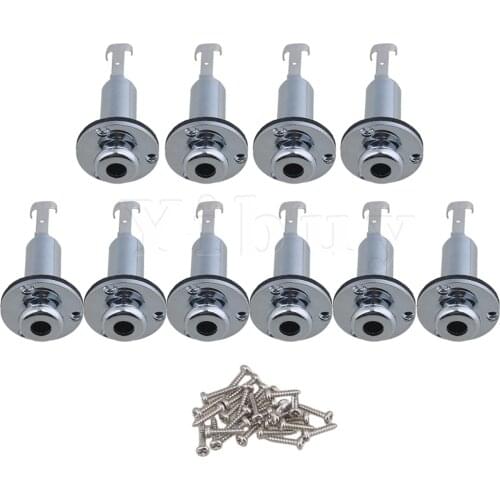 Yibuy 10 x Chrome Guitar Bass End Pin Output Jack Stereo w/ Mounting Screws
