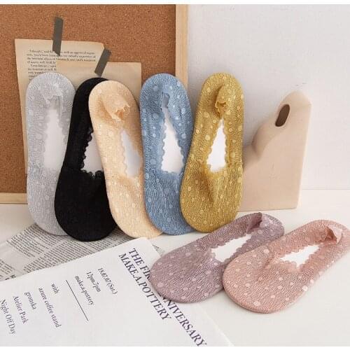 Women Sock Slippers Cute Dots New Fashion Spring Summer Breathable Women Thin Socks Women Invisible Sock Korea Style Sweet Girl