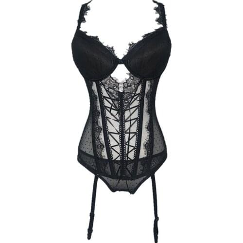 Womens Corset Top Sexy Lingerie Lace Push Up Bustier Underwear Erotic Overbust Bra Waist Slim Body Shapewear Garter Corsets New