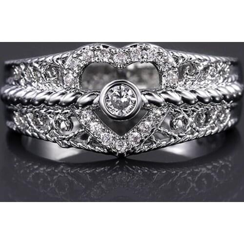 JK Ethnic Style Hollowed Heart Band Women Rings with Letter I Love You Wedding Ceremony Bridal Ring Elegant Design Jewelry