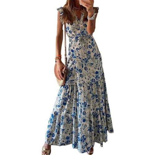 Vestidos Mujer Sexy Dress African Clothes Women Urbano Casual Short-sleeved Clothing Printed Loose Bohemian Autumn Long Dress