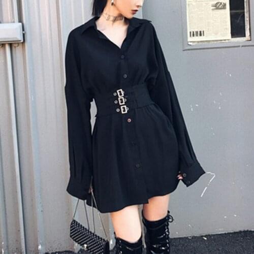 Autumn Gothic Dress For Women 2019 Sequined Slim Waist Dresses Sexy Party Dress Long Sleeve Black vestidos