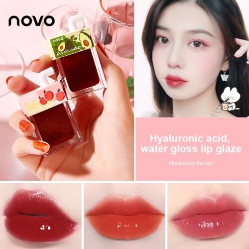 NOVO Liquid Water Lipstick Matte Silky Lip Glaze Long Lasting Waterproof Mirror Non-stick Cup Lip Gloss Dye Lip Makeup TSLM2