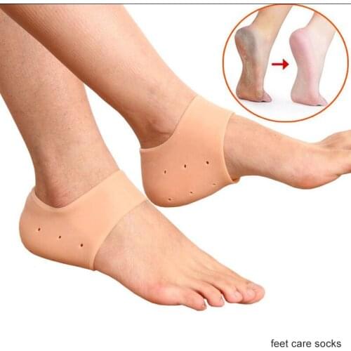 1pair=2pcs Free Shipping Feet Care Socks Silicone Moisturizing Gel Heel Socks Cracked Foot Skin Care Protectors Anti Cracking