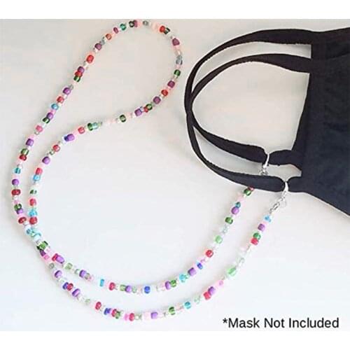 1 Pcs Simple Seed Beads Strand Necklace Women String Beaded Short Mask Chain Face Lanyard Holder Necklace Chain Neck Belt