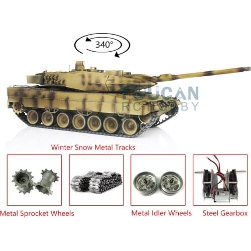 2.4G Henglong 1/16 TK7.0 Upgraded Leopard2A6 RC Tank 3889 Tracks W/ Metal Linkages TH17654