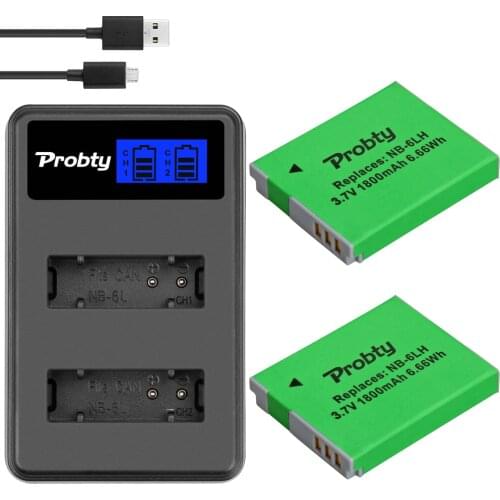 3.7V 1800mAh NB-6L NB 6L NB-6LH Battery + LCD Dual USB Charger Port for Canon IXUS 310 SX240 SX275 SX280 SX510 SX500 HS 95