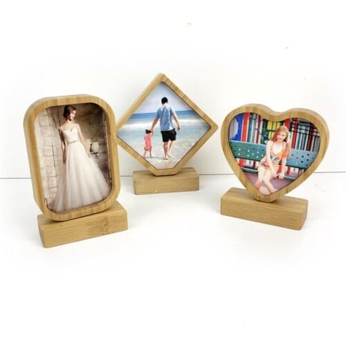 4PCS Free shipping Blank sublimation bamboo-made photo frame two-sided hot ink transfer MDF photo plate with magnetic DIY gifts