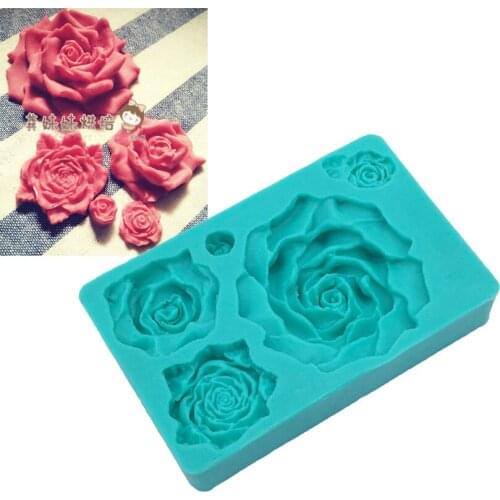5 Size Peony Shapes 100% Food grade Soft Silicone Fondant Cake Chocolate Candy Decorating Mold Tools