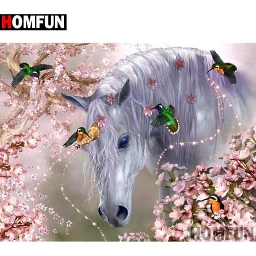 HOMFUN Full Square/Round Drill 5D DIY Diamond Painting "Animal horse" Embroidery Cross Stitch 5D Home Decor Gift A13816