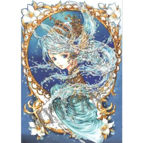 New full square/round diamond painting cartoon Water elf girl Embroidery pattern cross stitch kit mosaic room decor wall arts