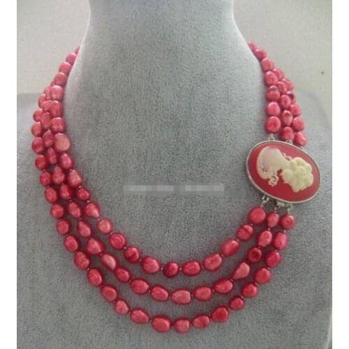 Free shipping Fashion Charming natural pink coral necklace 17-19 "