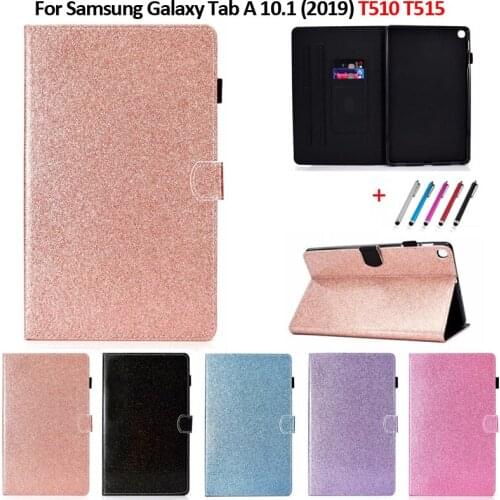 Shinning Glitter Flip Wallet Stand Tablet Cover For Coque Samsung Galaxy Tab A 10.1 2019 Case Funda SM-T510 SM-T515