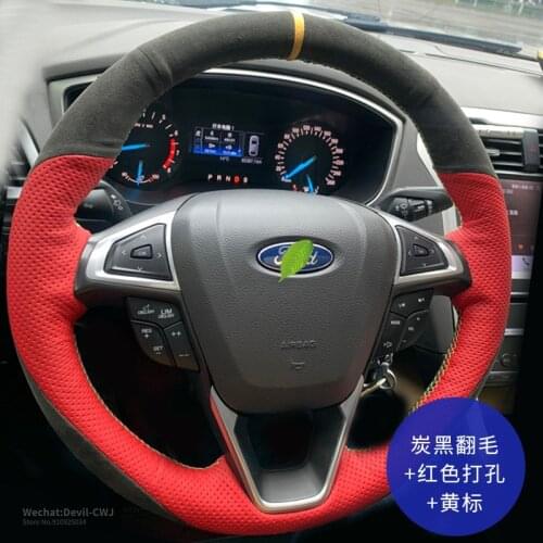 Steering wheel cover for Ford Mondeo Focus Escort Kuga Edge Taurus Fiesta ST Explorer Escape Mustang Auto Interior Accessories