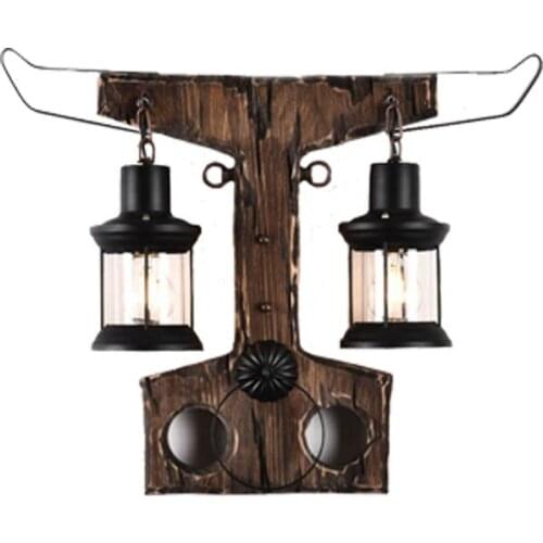 Retro Industrial Personalized Wall Lamp Restaurant Coffee Corridor Nostalgic Wood Sconce Loft Parlor Decoration Wall Light