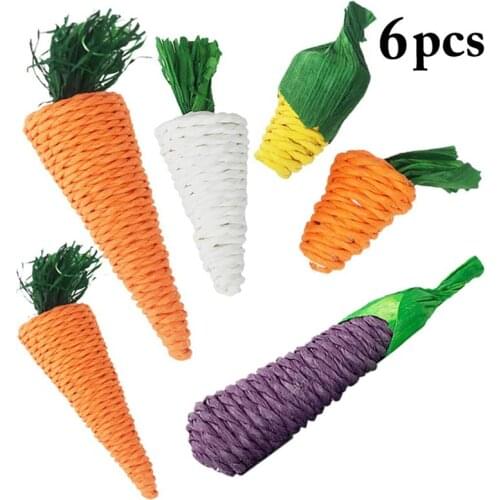 Dorakitten Rabbit Chew Toys Cute 6Pcs Rabbit Carrot Toys Rabbit Chew Carrot Hamster Molar Toy Pet Supplies Pet Accessories