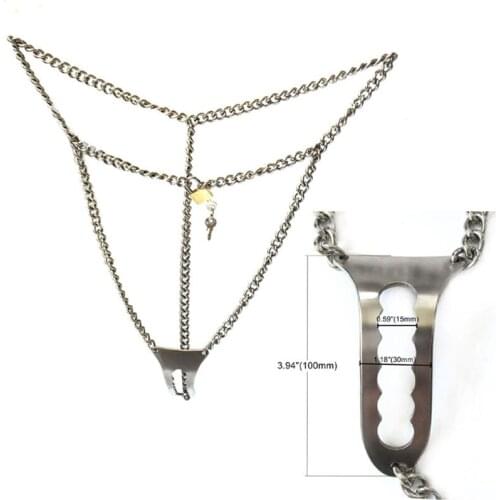 Stainless Steel Female Chastity Panty Chain Erotic Underwear Metal BDSM Bondage Sexy Panties Briefs Chastity Belt Women Erotic