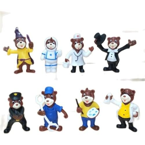 Wholesale 5 sets Happy bear doctor bear Action Figure Cute cartoon anime worker bear Play house toys gifts for Children