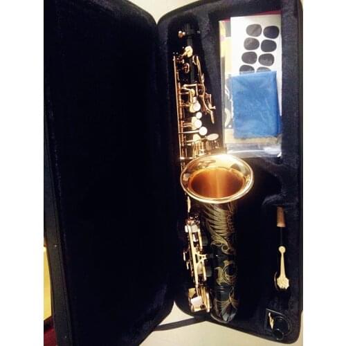 Hot sale saxophone black Alto brass engraving mode black gold Sax musical instruments professional saxophone
