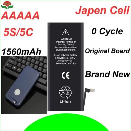 ISUN original quality 0 cycle mobile battery for iPhone 5S 5C 1560mAh 3.7V battery replacement with free phone case