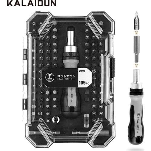 KALAIDUN 105 In 1 Ratchet Screwdriver Set Precision Magnetic Bit Hex Torx Phillips Screw Driver Screwdriver Kit Household Tools