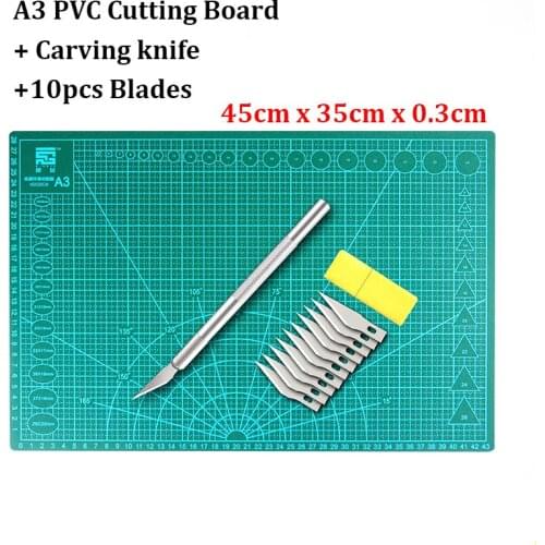 A3 PVC 45*30cm Self Healing Cutting Mat Fabric Leather Paper Craft w/ Carving knife Double-sided Healing Cutting Board DIY Tools