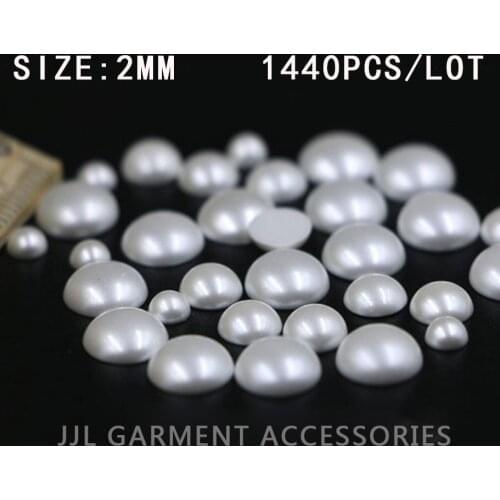 Milk Ceramic Half Pearl Iron-on Hotfix Crystal Rhinestones 1440pcs ss6 2MM for wedding dress
