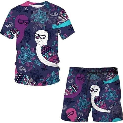 Men Fashion Two Pieces Sets T Shirts+pants Suit Men Summer Tops Tees Fashion 3D Retro Print Tshirt High Quality board shorts