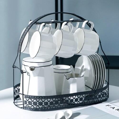 Coffee cup set coffee pot and cup set coffee holder espresso cups set tea cups and saucer sets Simple and modern suit