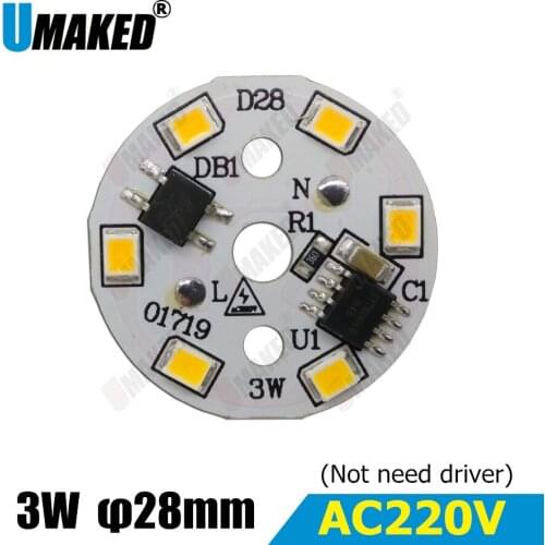 Directly 3W ac 220v led bulb pcb driverless for bulb light, ac220V 3W 28mm 6leds Driverless bulb pcb board for DIY bulb light