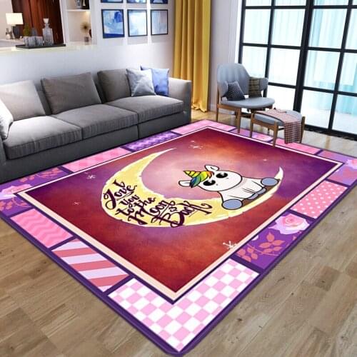 New 3D Unicorn Carpet Cartoon Animal Kids Play Area Rugs Child Bedside Mat Soft Flannel Memory Foam Home Carpets for Living Room