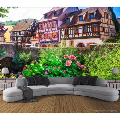 Papel de parede European town style background wall 3d wallpaper,bedroom KTV bar mural wall decor