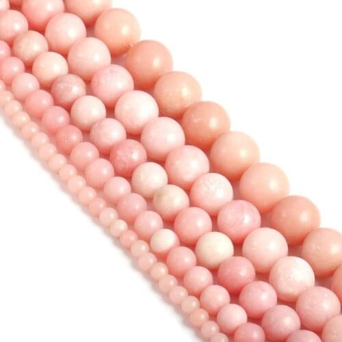 Wholesale Natural Gem Stone Minerals Pink Opal Beads For Jewelry Making DIY Bracelet Necklace Accessories Strand 15'' 4 6 8 10mm