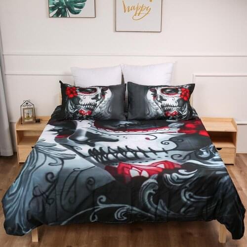 Skull Duvet Cover pillowcase black skull bedding set Twin Full Queen King Size bedding set 3PCS