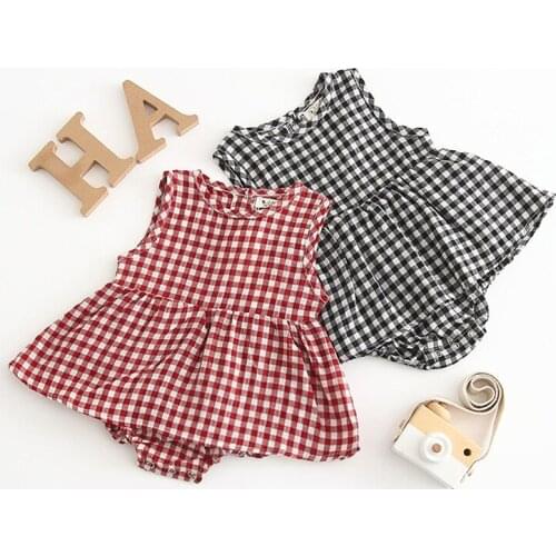 Baby Girls O-neck Sleeveless 100% Cotton Design Casual Fashion Summer Rompers Triangle Design Baby Girl Dress Rompers