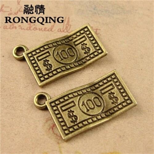 RONGQING 13*21MM 100pcs/lot dollar Pendants Necklaces Handmade Fashion Jewelry Charms DIY