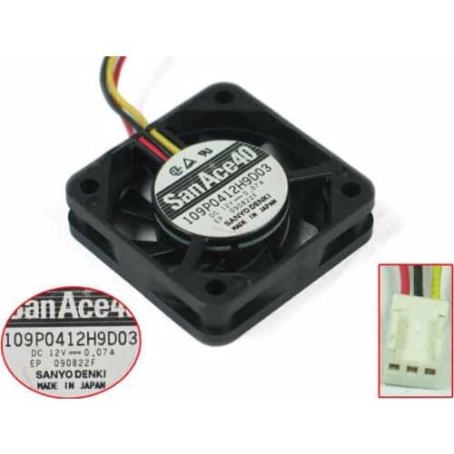 SANYO Denki 109P0412H9D03 Server Cooling Fan DC 12V 0.07A 40x40x10mm 3-wire