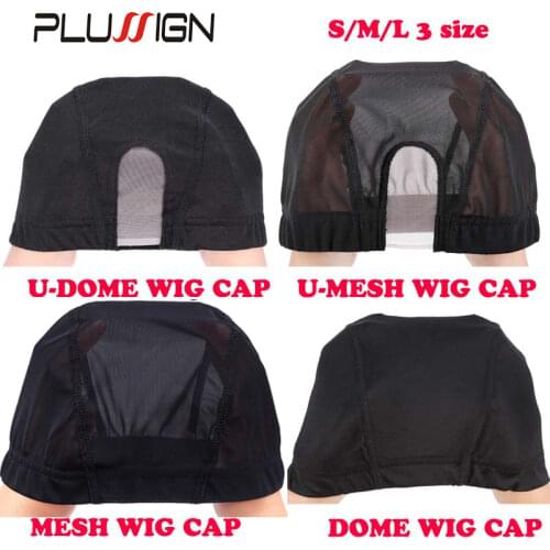 Plussign Wig Caps For Making Wigs U Part Lace Weaving Net Mesh Black Mesh Dome Cap Breathable Nylon Hair Net Wig Making Tools