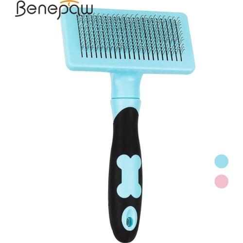 Benepaw Professional Shedding Slicker Dog Brush Self Cleaning Ergonomic Durable Safe Non-slip Cat Combs For Pets Grooming