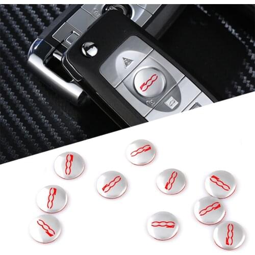 Car Styling 10pcs 14mm metal key logo sticker auto smart key emblem decal For Fiat 500 Emblem For Fiat Abarth Punto 124 125 500