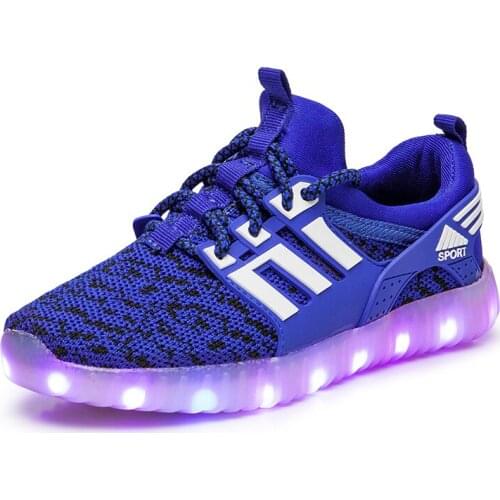 2020 Boys Luminous Sneakers Fashion Breathable Kids LED Sneakers Boys Net Shoes Anti-Slippery Girls Kids Sports Running Shoes