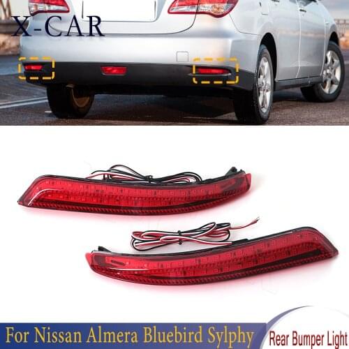 X-CAR 1 Pair Car Reflector LED Stop Brake Light Rear Bumper Light Daytime Lamp For Nissan Almera Bluebird Sylphy 2006-2014