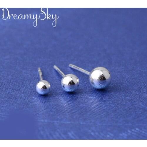 DreamySky Brand Ear Jewelry Wholesale Silver Color Beads Ball Earrings For Women Ladies Gifts femme Pendientes
