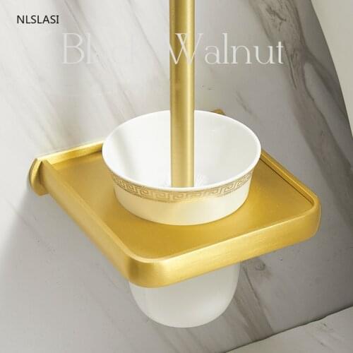 Golden Wall-mounted Toilet Brush Holder Cleaning Brush Toilet Toilet Brush Cleaning Tool Home Bathroom Accessories Punch-free