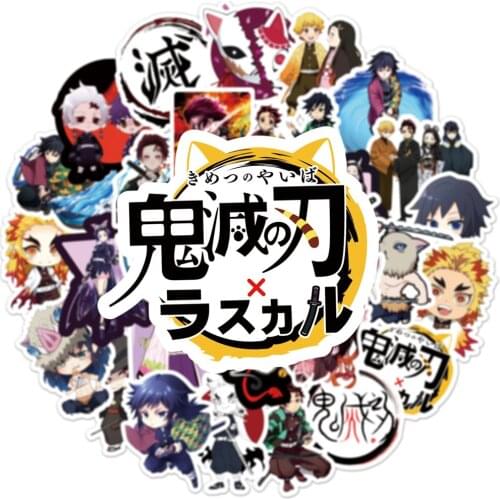 10/50PCS Demon Slayer Anime Cartoon Graffiti Stickers Trolley Case Notebook Computer Helmet Decoration Refrigerator Toy Cute