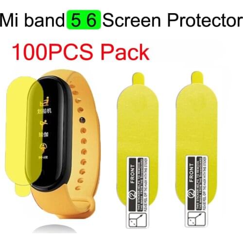100PCS for Xiaomi Mi Band 5 6 screen protector TPU cover mi5 miband bracelet film protective watch dustproof/scratch-resistant